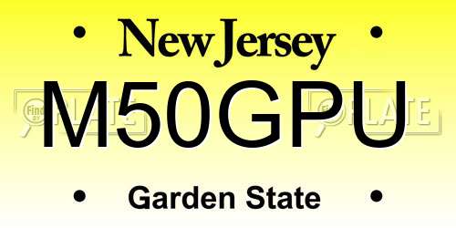 M50GPU New Jersey License Plate