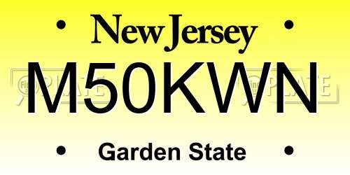 M50KWN New Jersey License Plate