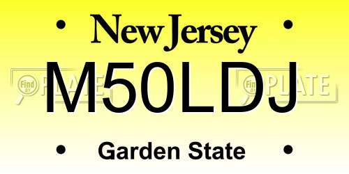 M50LDJ New Jersey License Plate