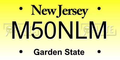 M50NLM New Jersey License Plate