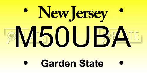 M50UBA New Jersey License Plate