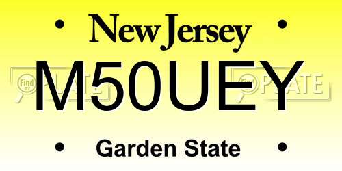 M50UEY New Jersey License Plate