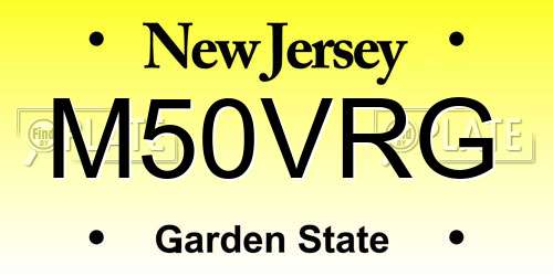 M50VRG New Jersey License Plate
