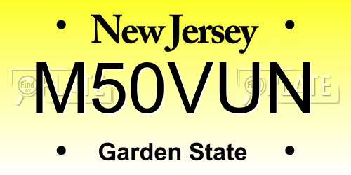 M50VUN New Jersey License Plate