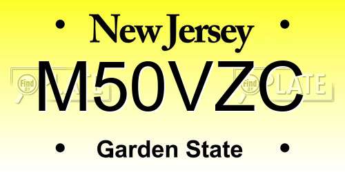 M50VZC New Jersey License Plate