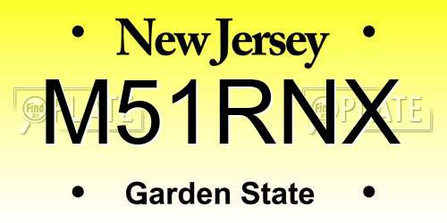 M51RNX New Jersey License Plate