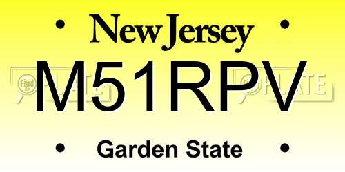 M51RPV New Jersey License Plate