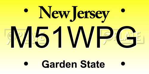 M51WPG New Jersey License Plate