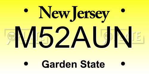 M52AUN New Jersey License Plate