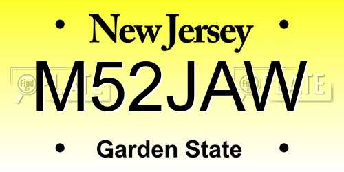M52JAW New Jersey License Plate