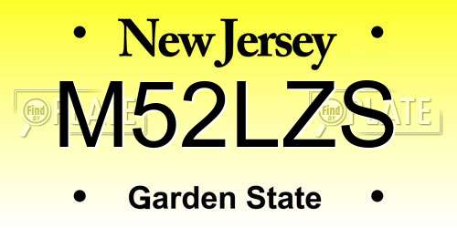 M52LZS New Jersey License Plate