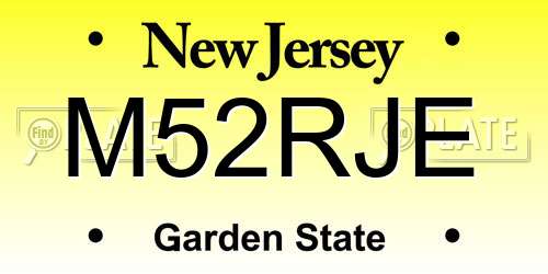 M52RJE New Jersey License Plate