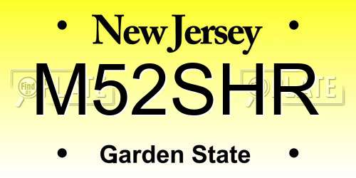 M52SHR New Jersey License Plate
