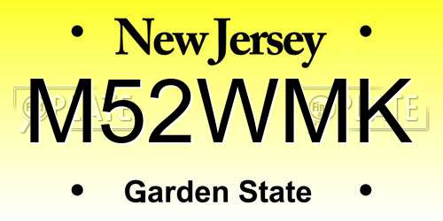 M52WMK New Jersey License Plate