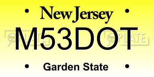 M53DOT New Jersey License Plate