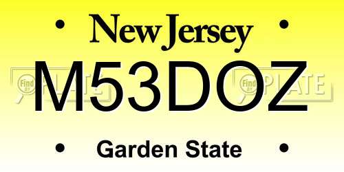 M53DOZ New Jersey License Plate