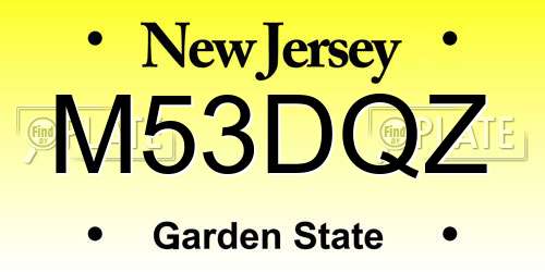 M53DQZ New Jersey License Plate