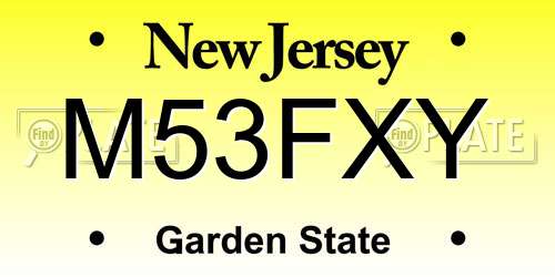 M53FXY New Jersey License Plate
