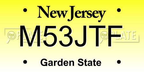 M53JTF New Jersey License Plate