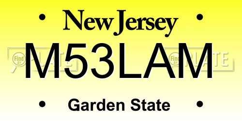 M53LAM New Jersey License Plate
