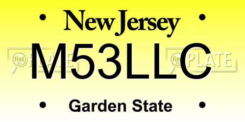 M53LLC New Jersey License Plate