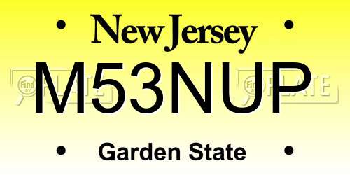 M53NUP New Jersey License Plate