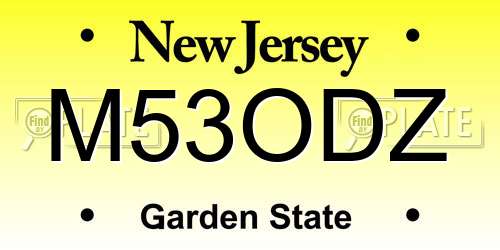 M53ODZ New Jersey License Plate