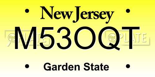 M53OQT New Jersey License Plate
