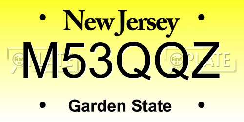 M53QQZ New Jersey License Plate