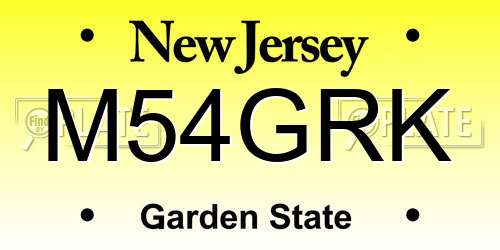 M54GRK New Jersey License Plate