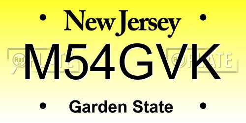 M54GVK New Jersey License Plate