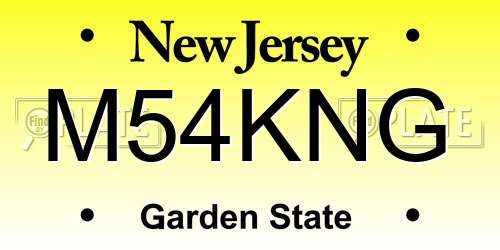 M54KNG New Jersey License Plate