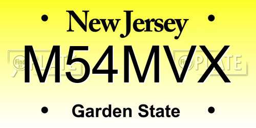 M54MVX New Jersey License Plate