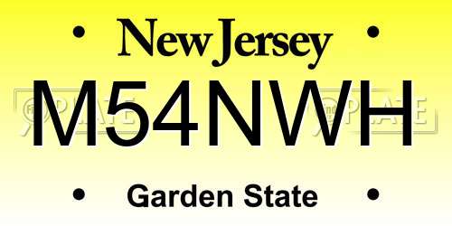 M54NWH New Jersey License Plate