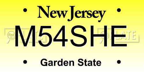 M54SHE New Jersey License Plate
