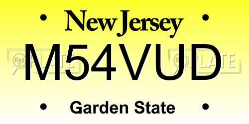 M54VUD New Jersey License Plate