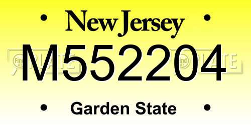 M552204 New Jersey License Plate