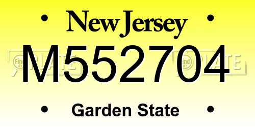 M552704 New Jersey License Plate