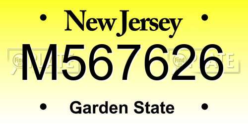 M567626 New Jersey License Plate