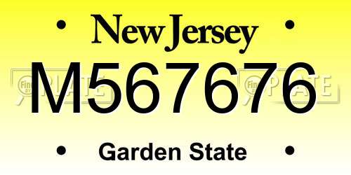 M567676 New Jersey License Plate