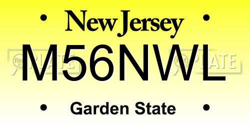 M56NWL New Jersey License Plate