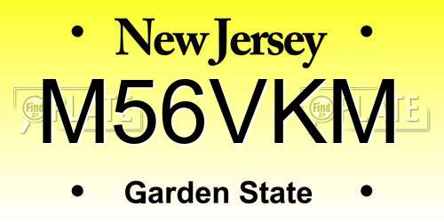 M56VKM New Jersey License Plate