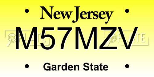 M57MZV New Jersey License Plate