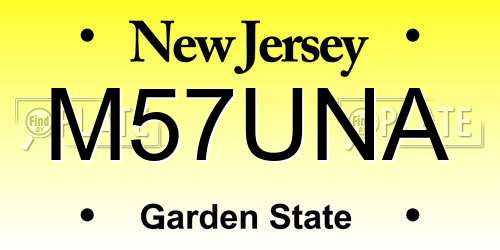 M57UNA New Jersey License Plate