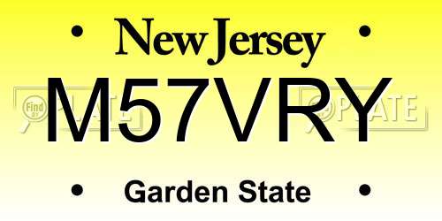 M57VRY New Jersey License Plate