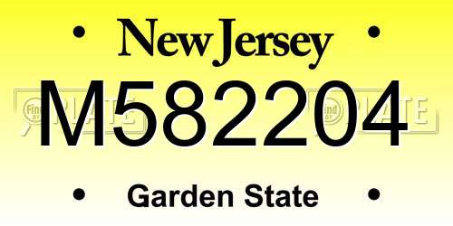 M582204 New Jersey License Plate
