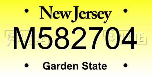 M582704 New Jersey License Plate