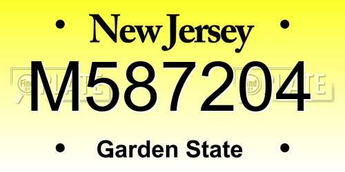 M587204 New Jersey License Plate