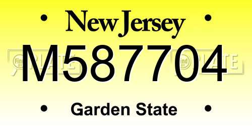 M587704 New Jersey License Plate