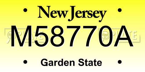 M58770A New Jersey License Plate